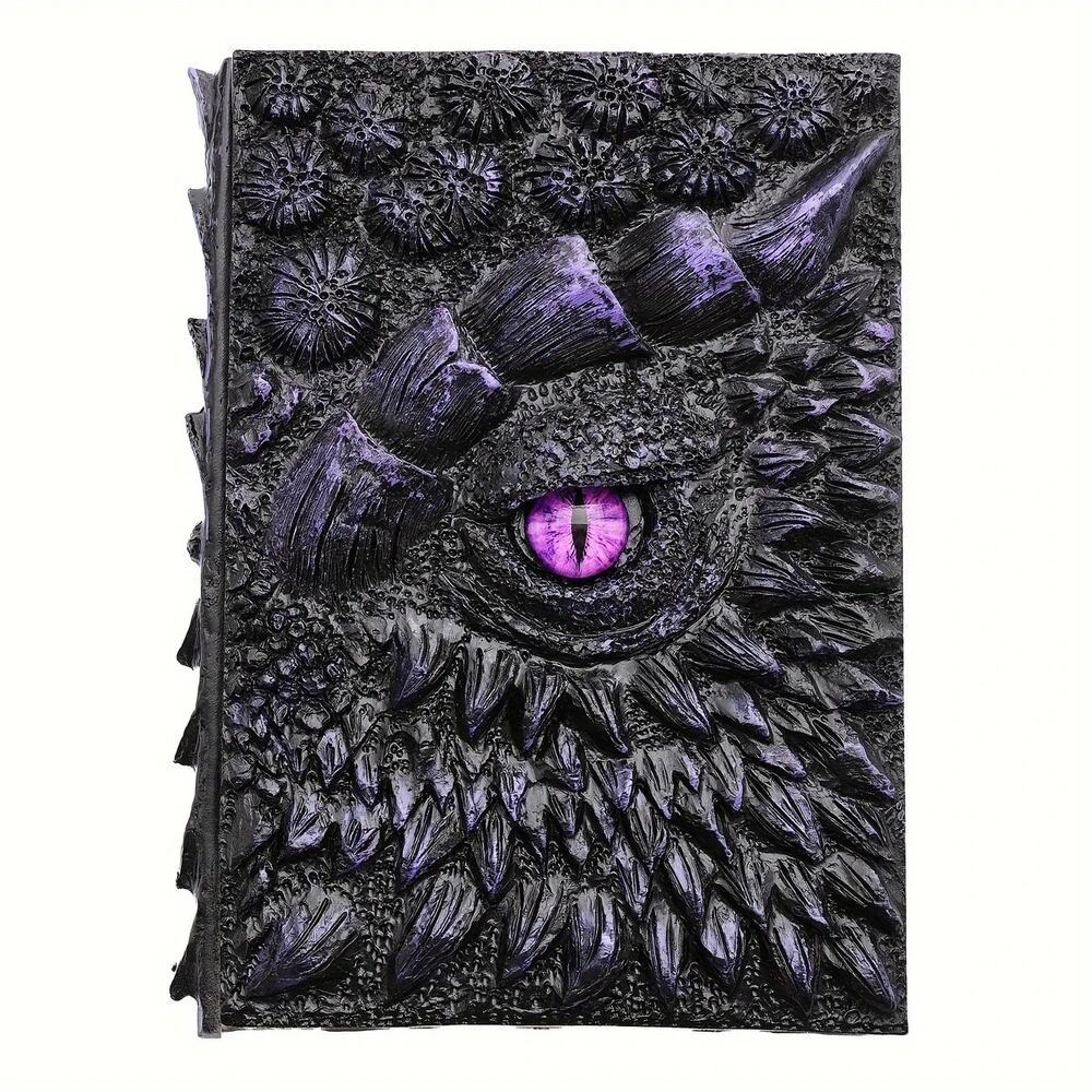 Purple Dragon Eye Journal – 3D Gothic Notebook with Black Resin Cover